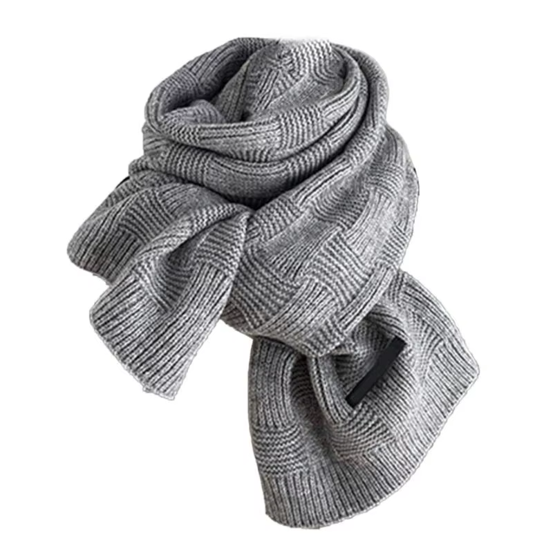 39bd Écharpe en fil en tricot à plaid vintage pour l'automne l'hiver usure du cou