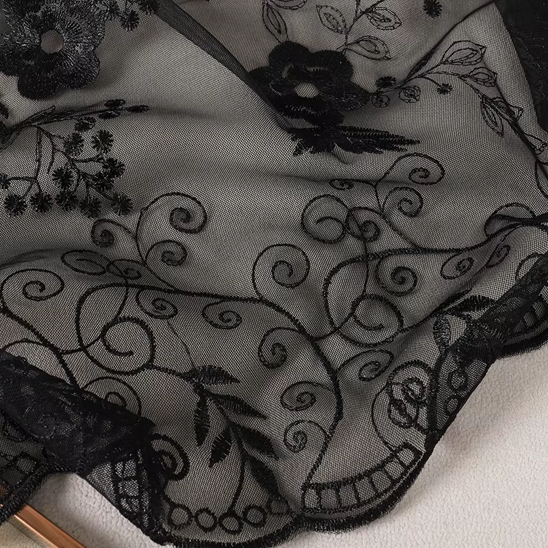 Femmes gland Wrap châle fleur dentelle foulards dame mode mariage