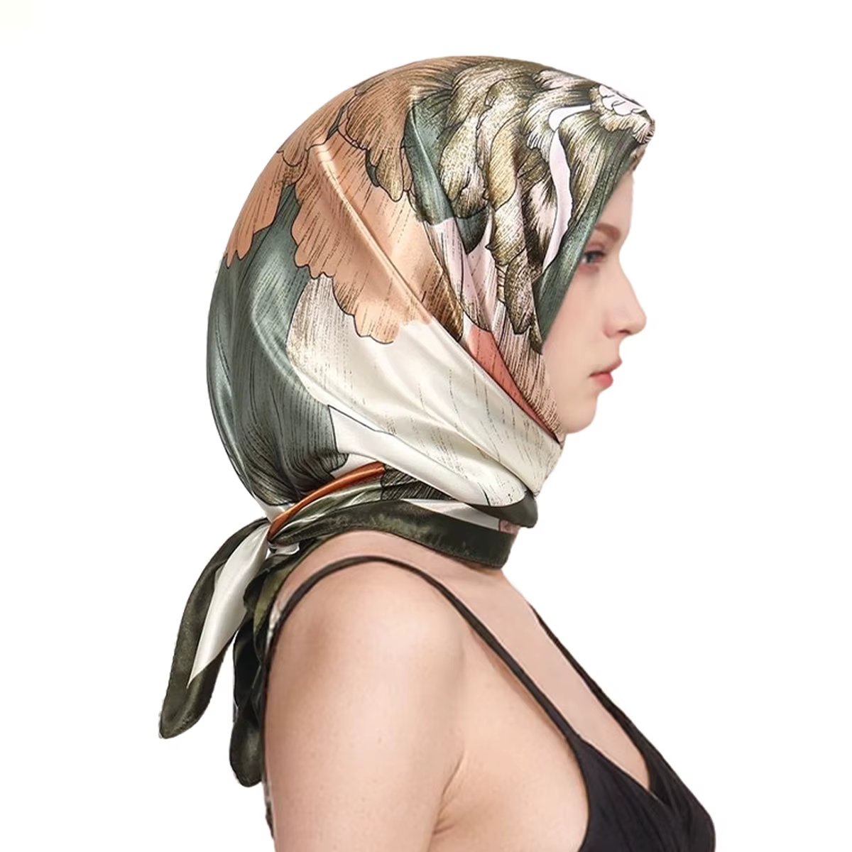 90*90 cm Satin soie carré écharpe femme mode foulard cou tête/cheveux foulards Bandana mouchoir imprimé fleuri