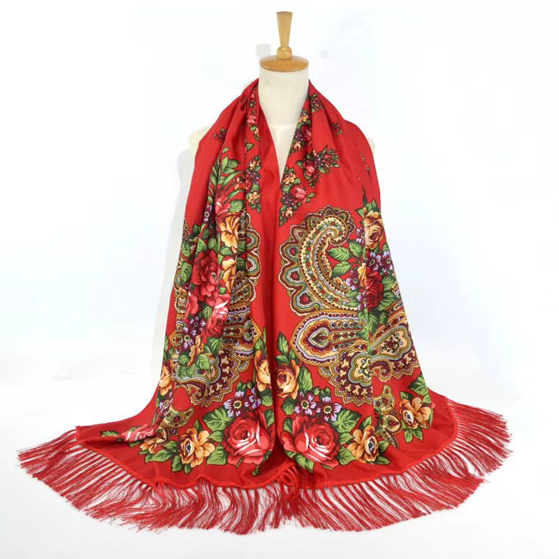 Foulard de Luxe Russe à Imprimé Floral