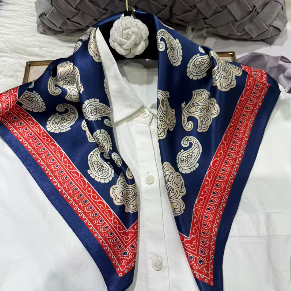 Rouge bleu femmes 100% foulard en soie de mûrier pour cheveux
