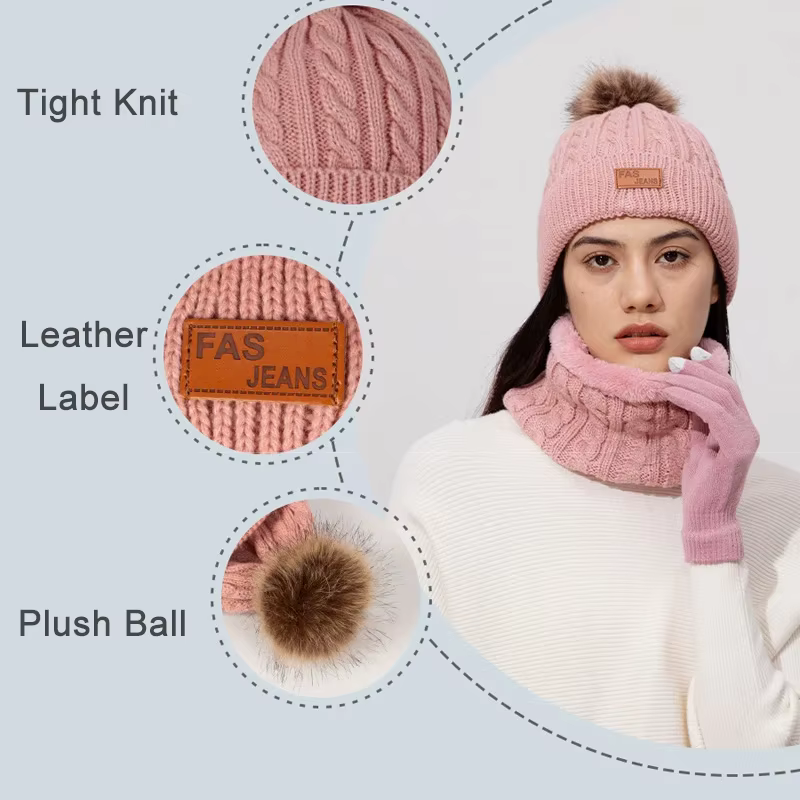 Ensemble de gants écharpe et chapeau pour femmes
