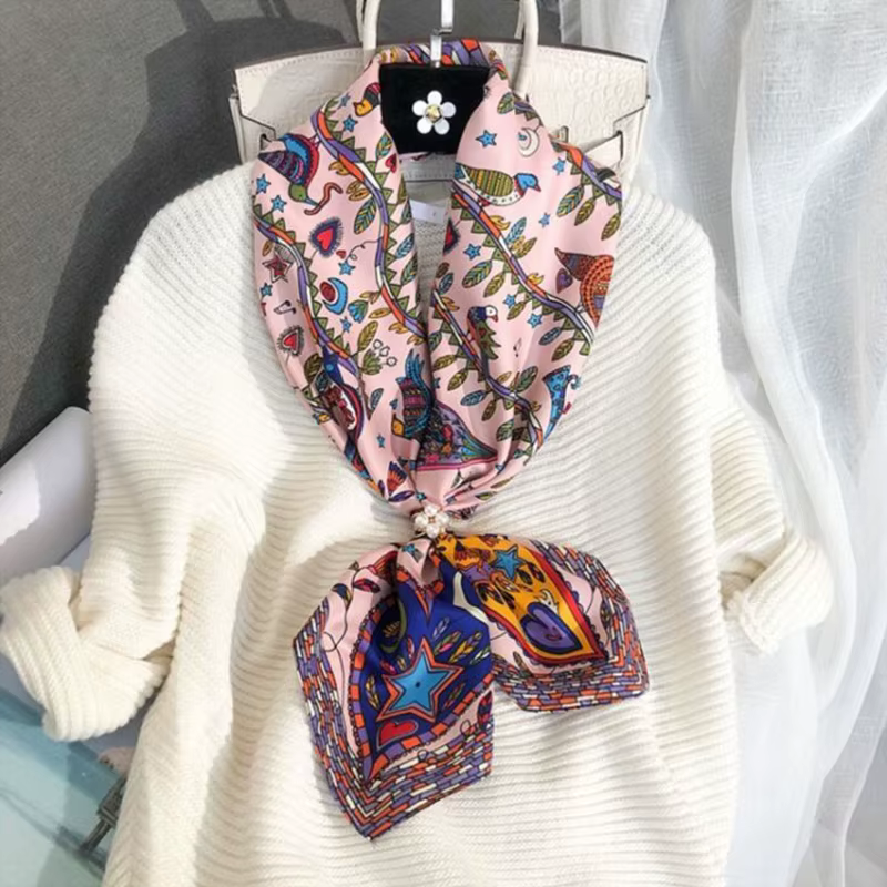 Luxe amour arbre imprimé concepteur 90 carré écharpe sergé soie femmes tête châles enveloppes cou foulards Hijab Bandana Pashmina bandeau
