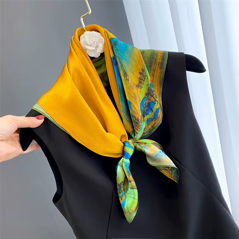100% Foulard en soie véritable nouveau 70CM châle naturel enveloppes femmes dames mode foulards
