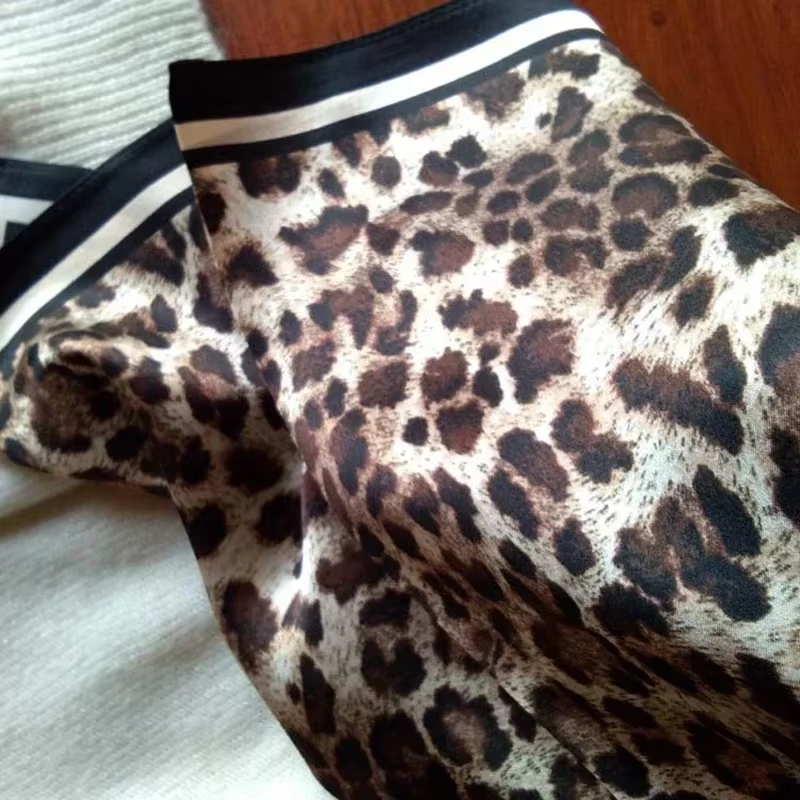 Foulard de cheveux de cou léopard pour femme 100%