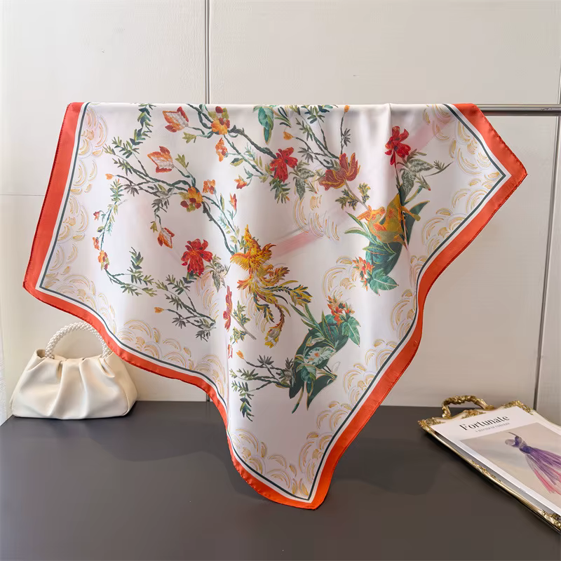 Nouveau Foulard Carré en Soie pour Femme