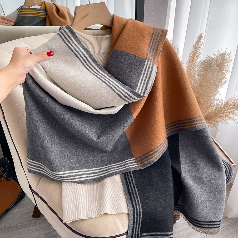 Nouveau luxe hiver écharpe femmes cachemire chaud Pashmina marque Foulard femme châles enveloppes épais doux Bufanda Poncho foulards Hijab