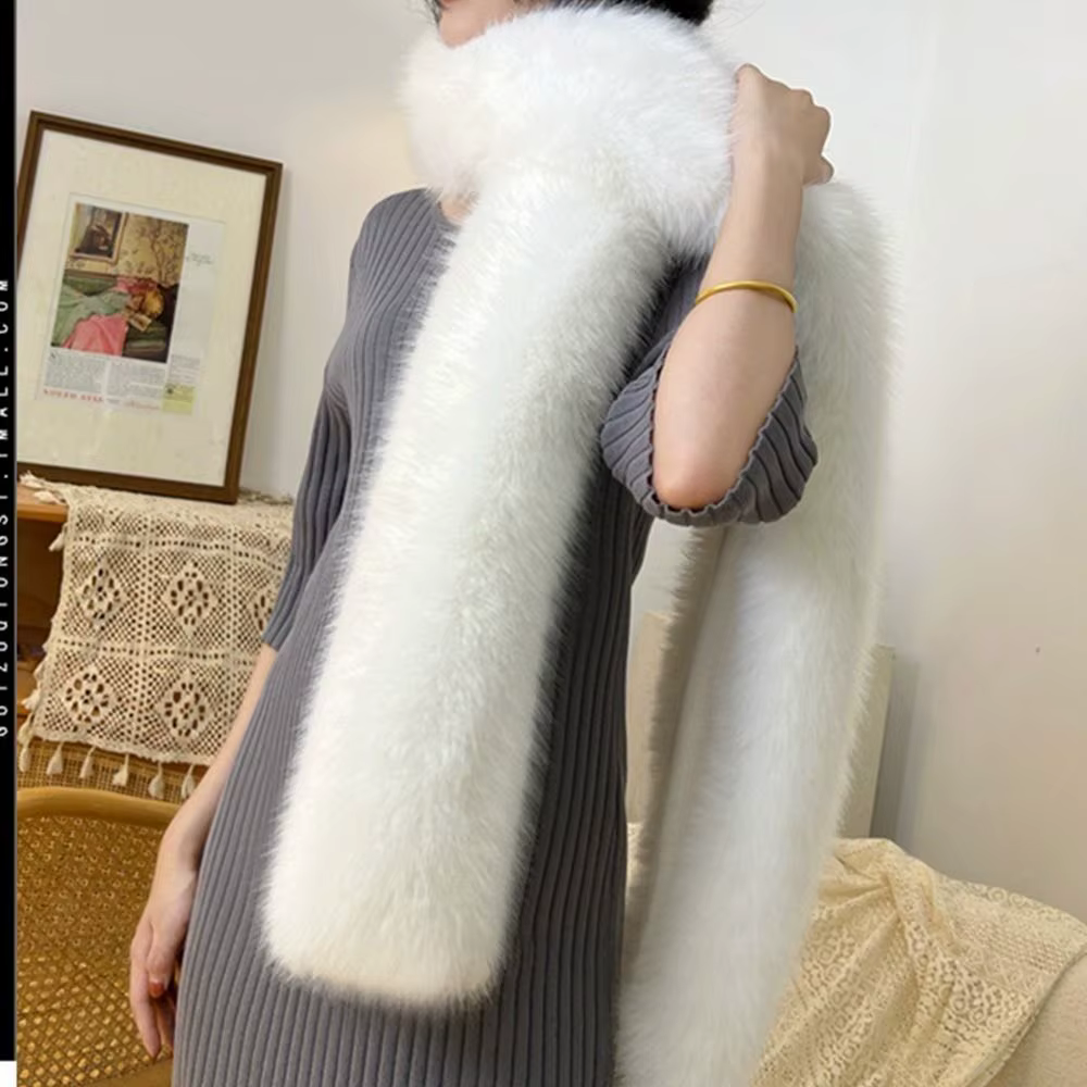 Vintage 180 cm fausse fourrure longue écharpe douce