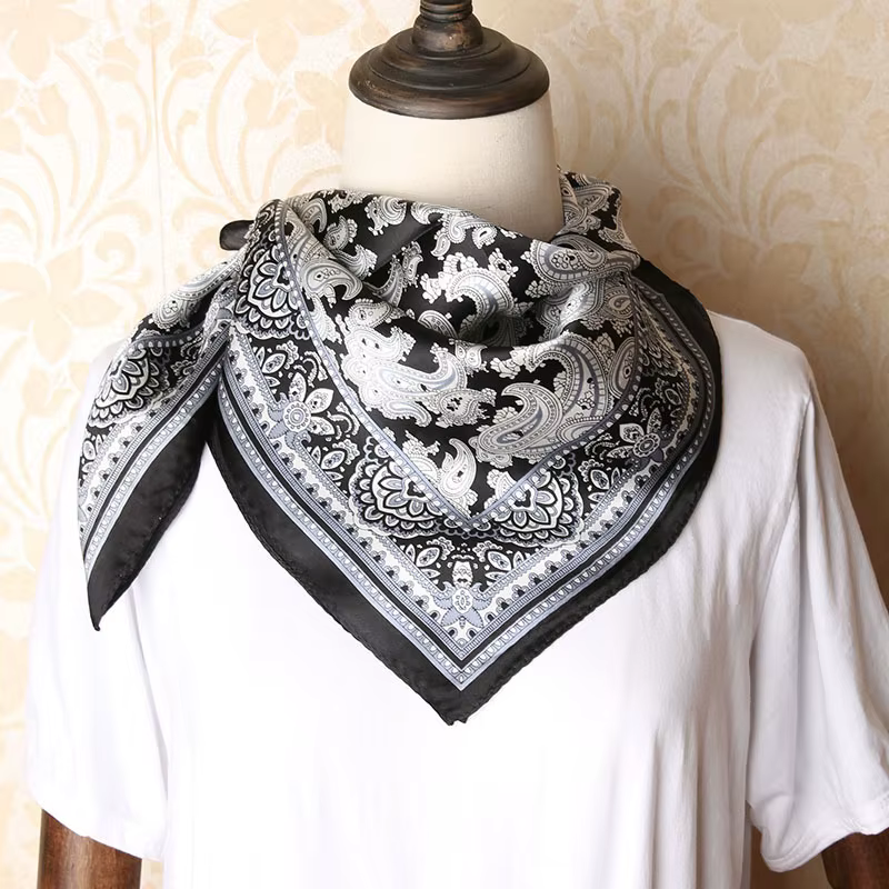 Écharpe de luxe homme printemps cou cravate foulard pour hommes 100% foulards en soie naturelle Vintage Paisley affaires mâle carré Bandanas nouveau