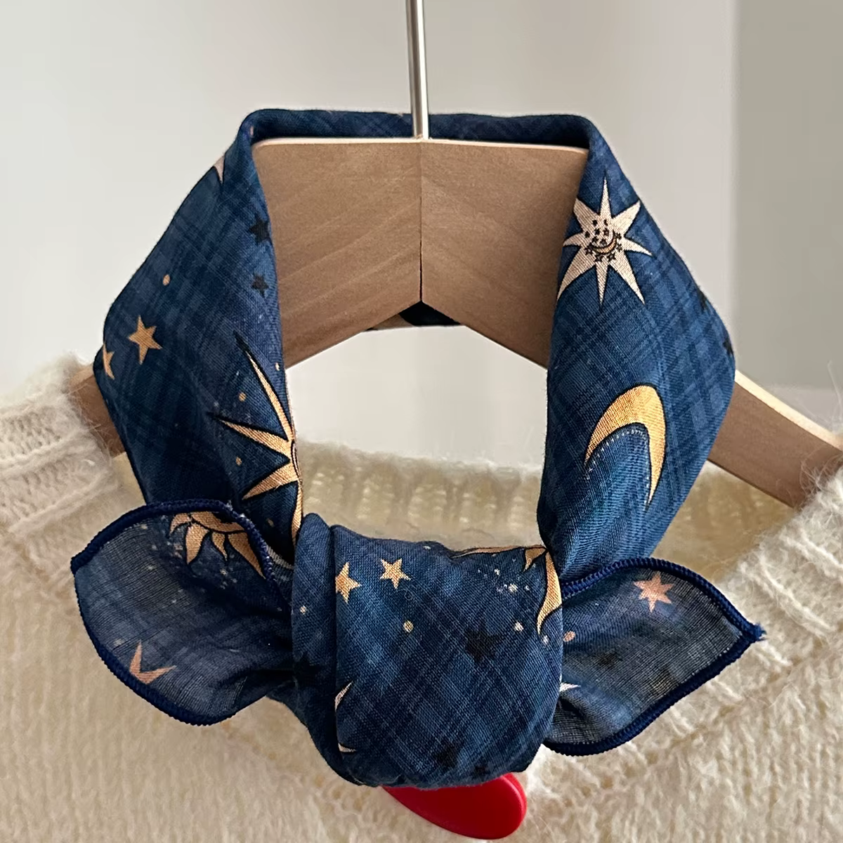 1 morceau de foulard carré imprimé soleil étoile et lune de style bohème pour femme avec tissu élastique respirant et