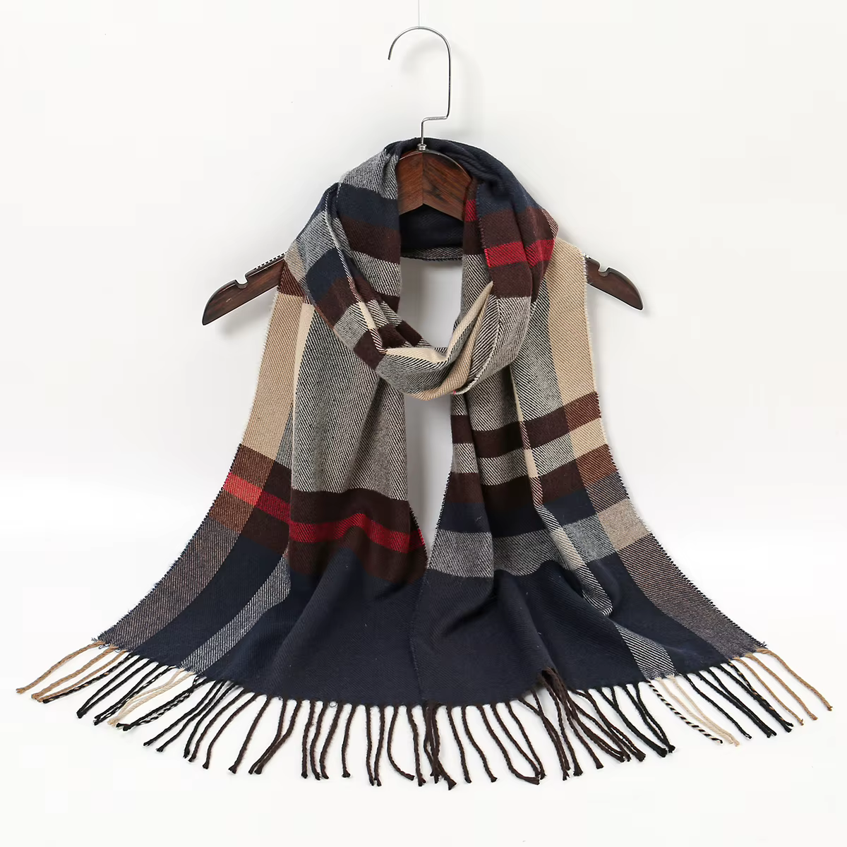 Femmes classique Plaid écharpe glands châle mince Pashmina étoles luxe Design