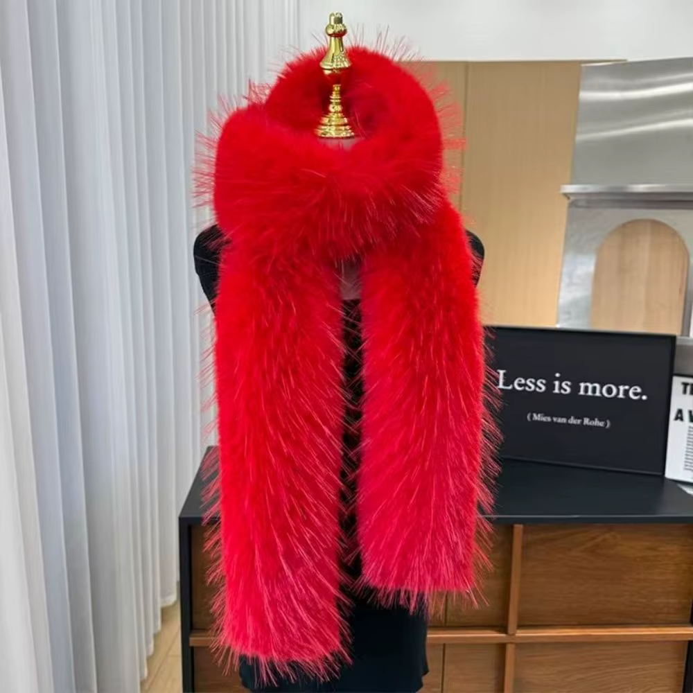 Écharpe longue en fausse fourrure pour femme