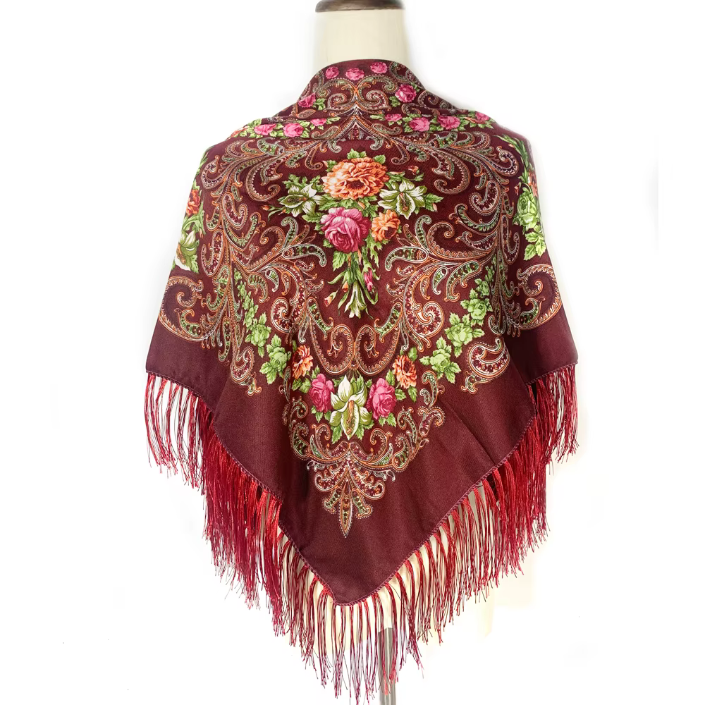 Foulard Carré Russe Imprimé Floral pour Femme