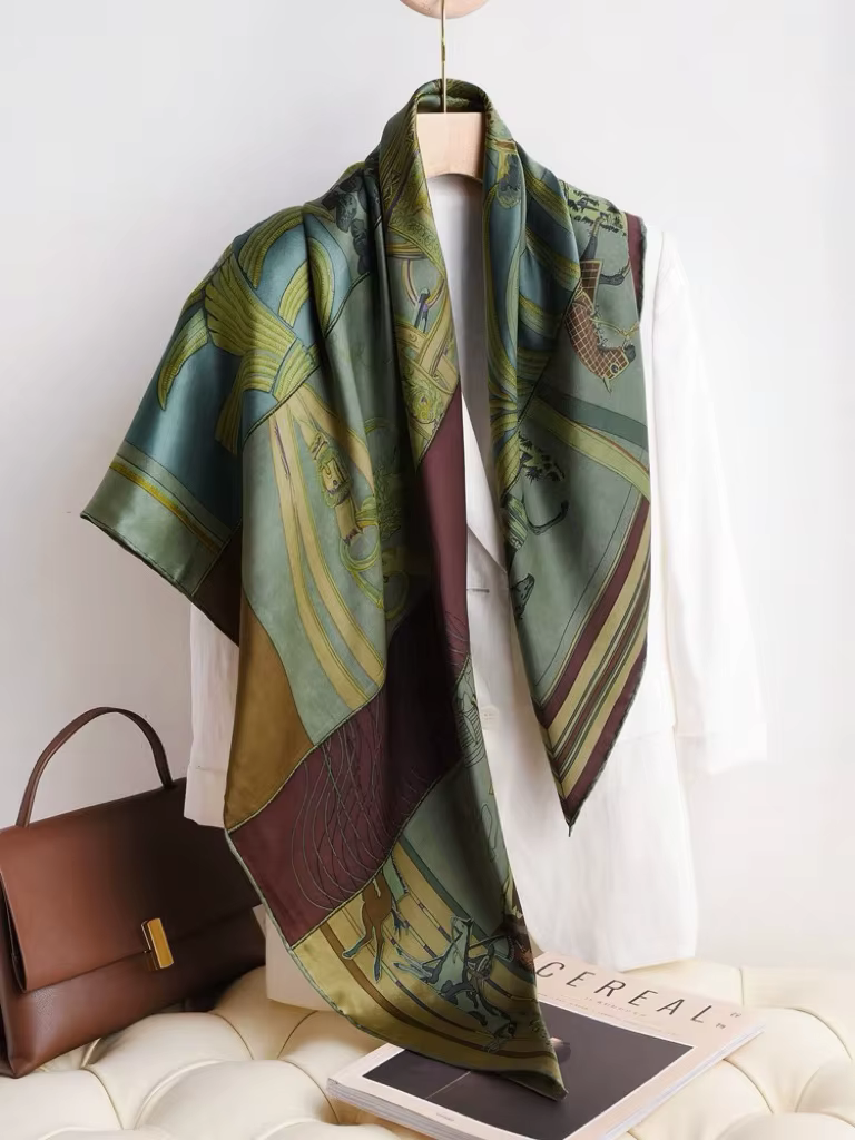 CARRE EN CARRES 100% foulard en soie de mûrier Pure 110cm ourlet écharpes marque de créateur femmes luxe été châle