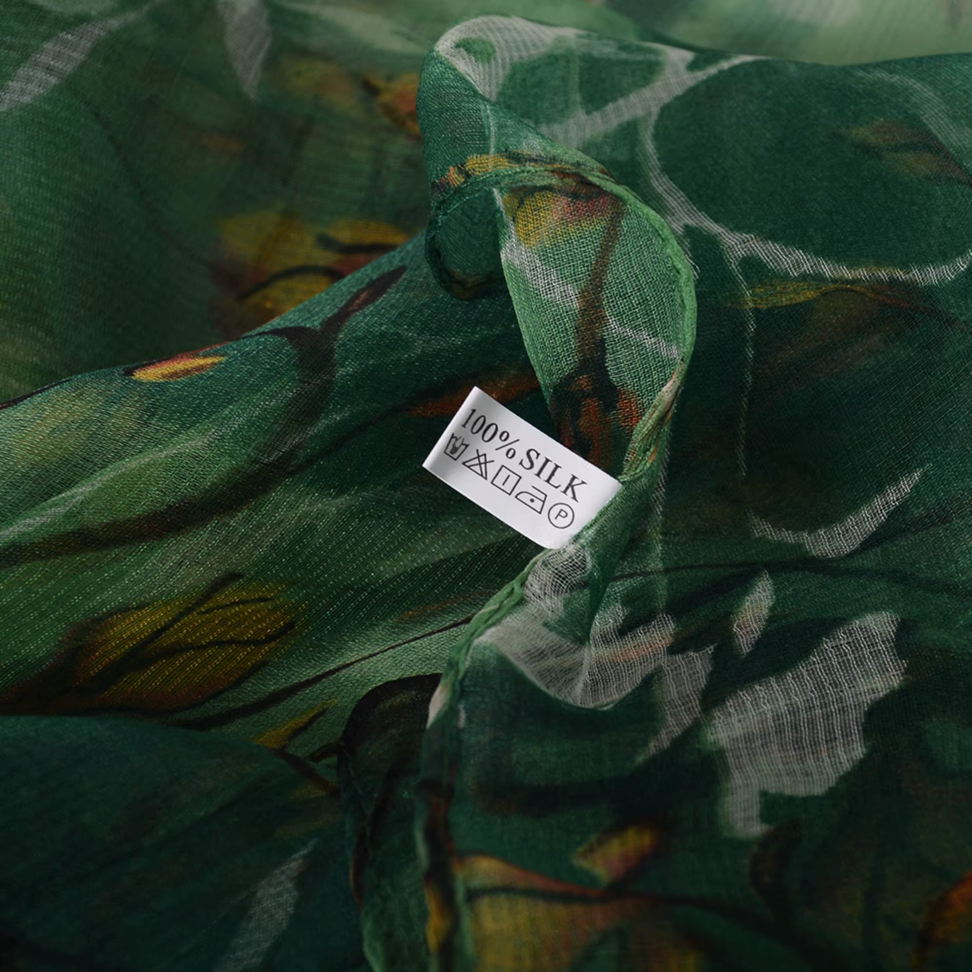 [BYSIFA] vert Jade véritable soie longue écharpe pour les femmes élégant Magnolia Design marque 100%