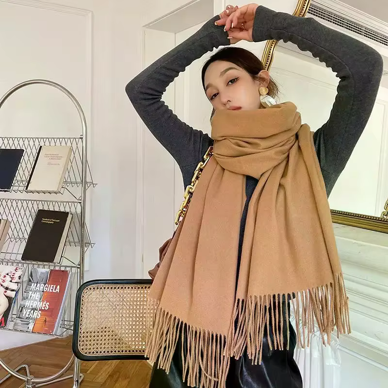 Nouveau Écharpe noire cachemire femme laine dames