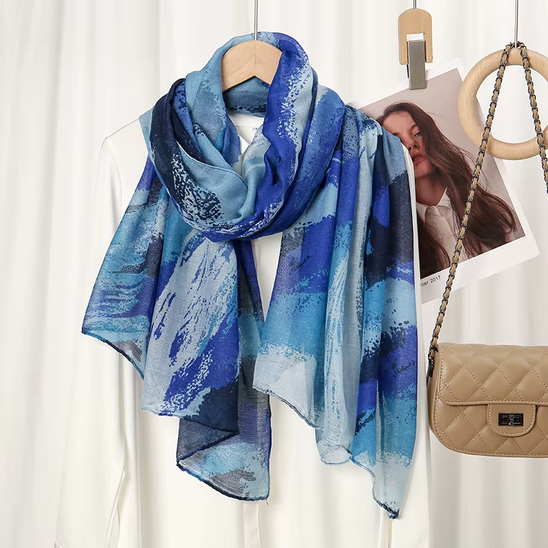 Nouveau Voile écharpe pour femmes filles étudiants mode impression mince foulards doux crème solaire Viscose châle été femme Wrap châles