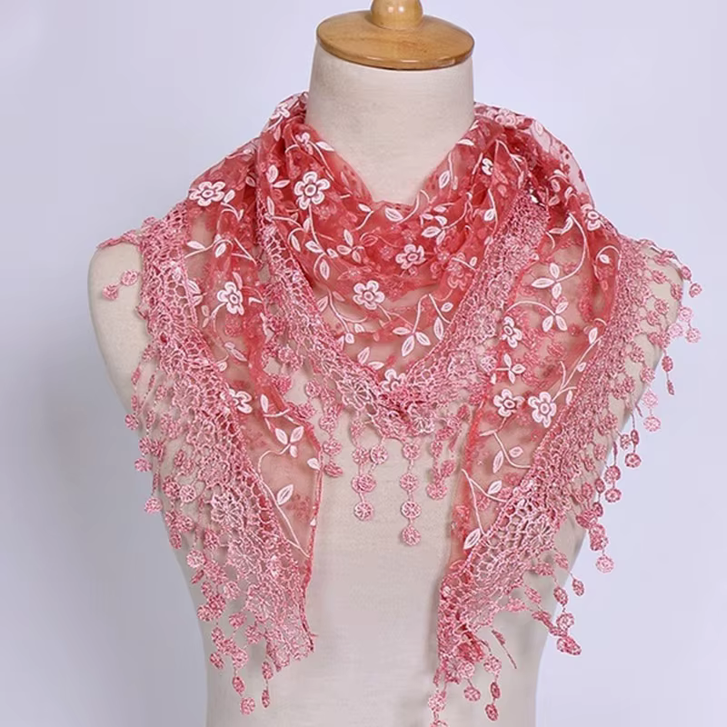 Écharpe Triangle en dentelle florale pour femme
