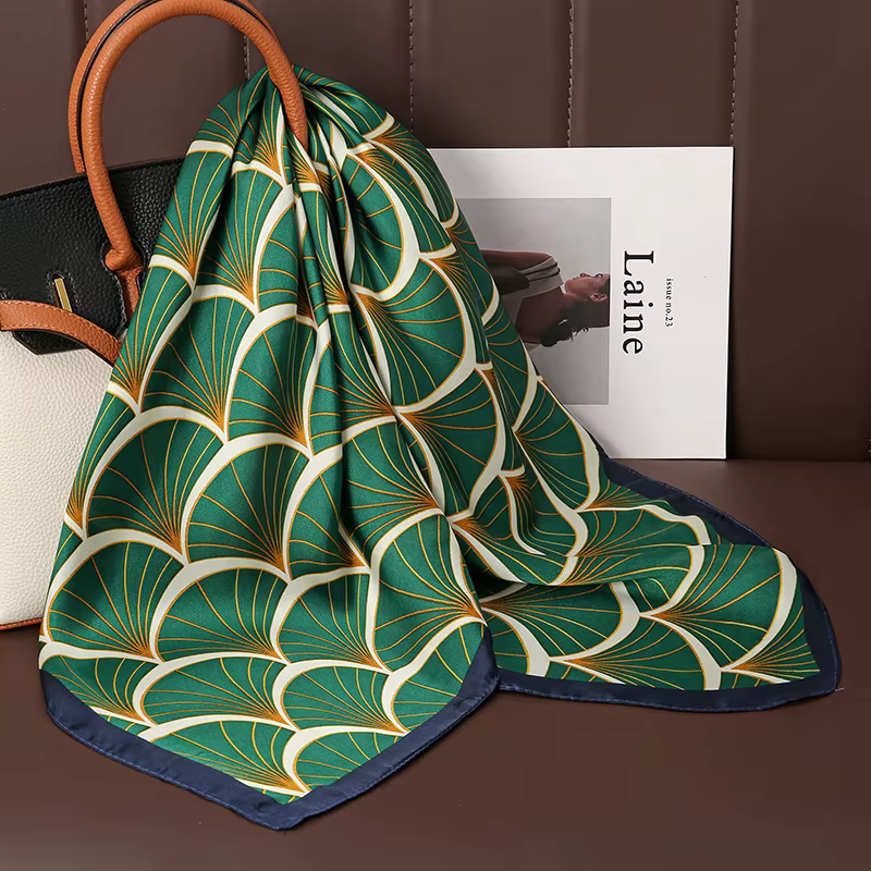 Foulard carré en Satin de soie imprimé de luxe pour femmes