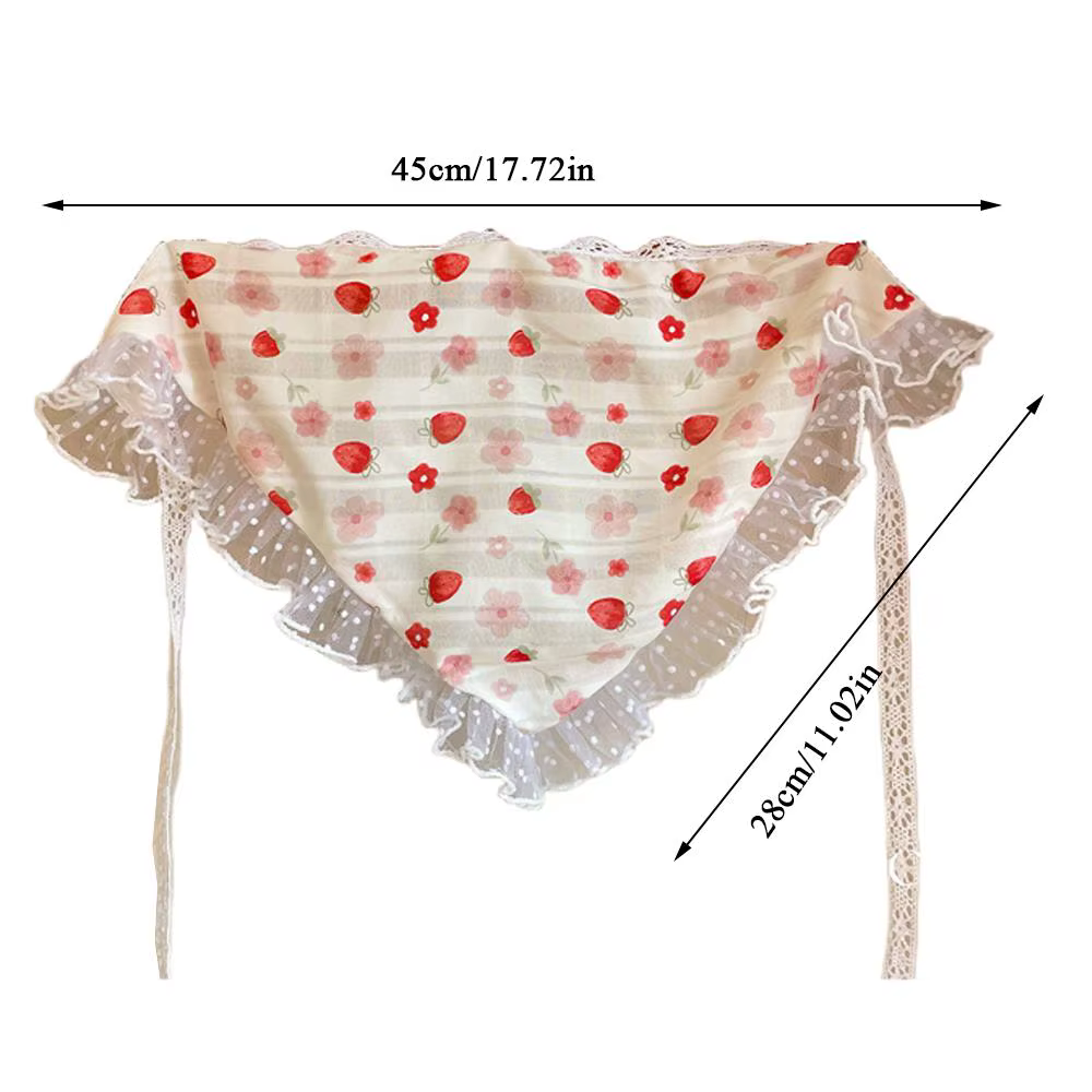 Doux Floral dentelle cheveux écharpe enveloppes femmes Triangle foulard mince respirant ruban rétro
