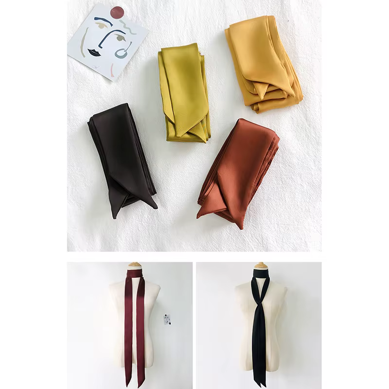 Foulard étroit en Satin de soie 5x200cm