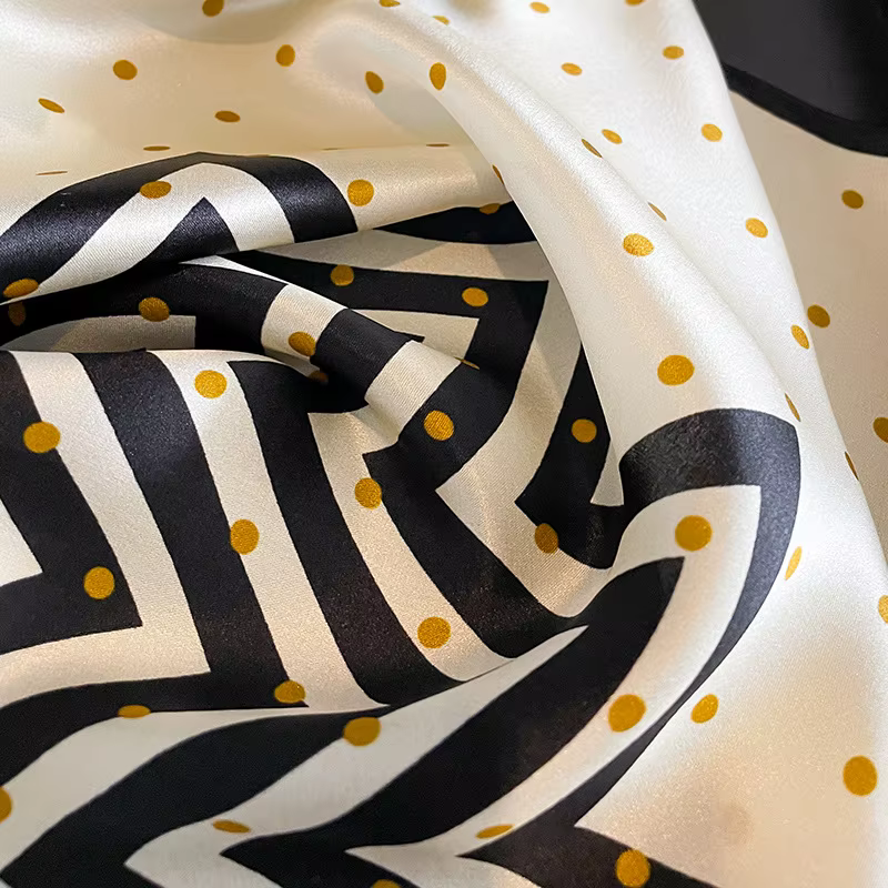 100% foulard de tête en soie naturelle femmes luxe Chevron rayé foulards de cou dames concepteur bandeau carré