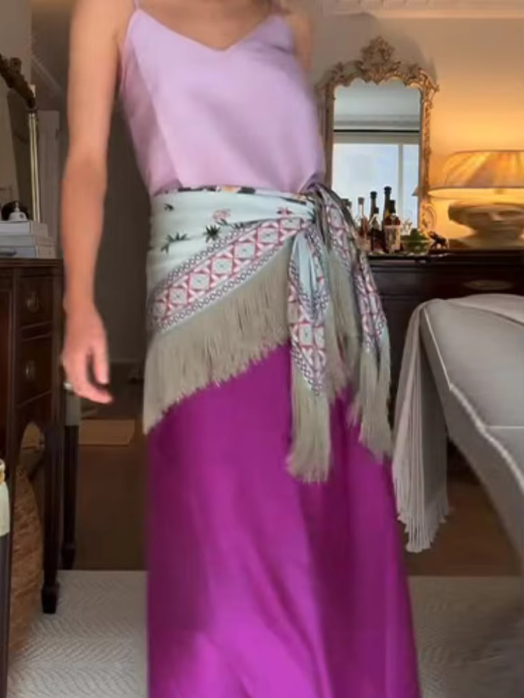 Écharpe Chic Imprimée à Pompons pour Femme