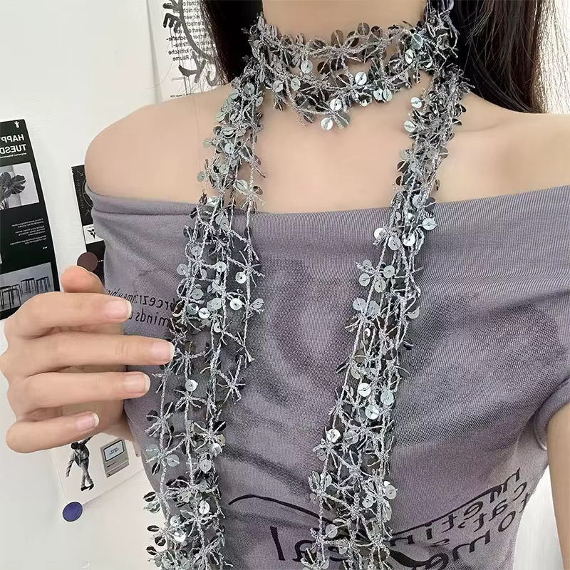 Écharpe pour femme à sequins brillants