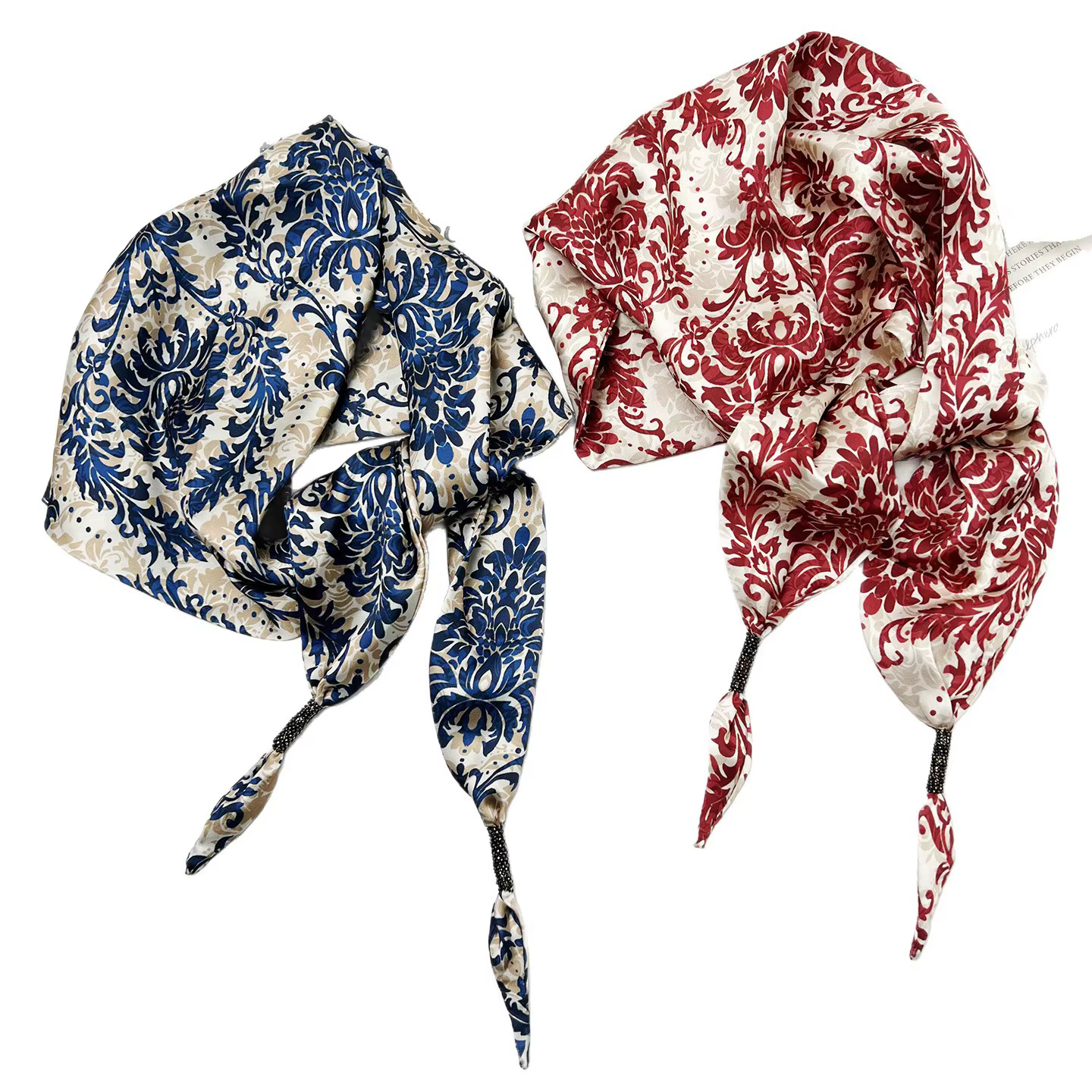 Foulard rétro en soie florale ananas pour femmes