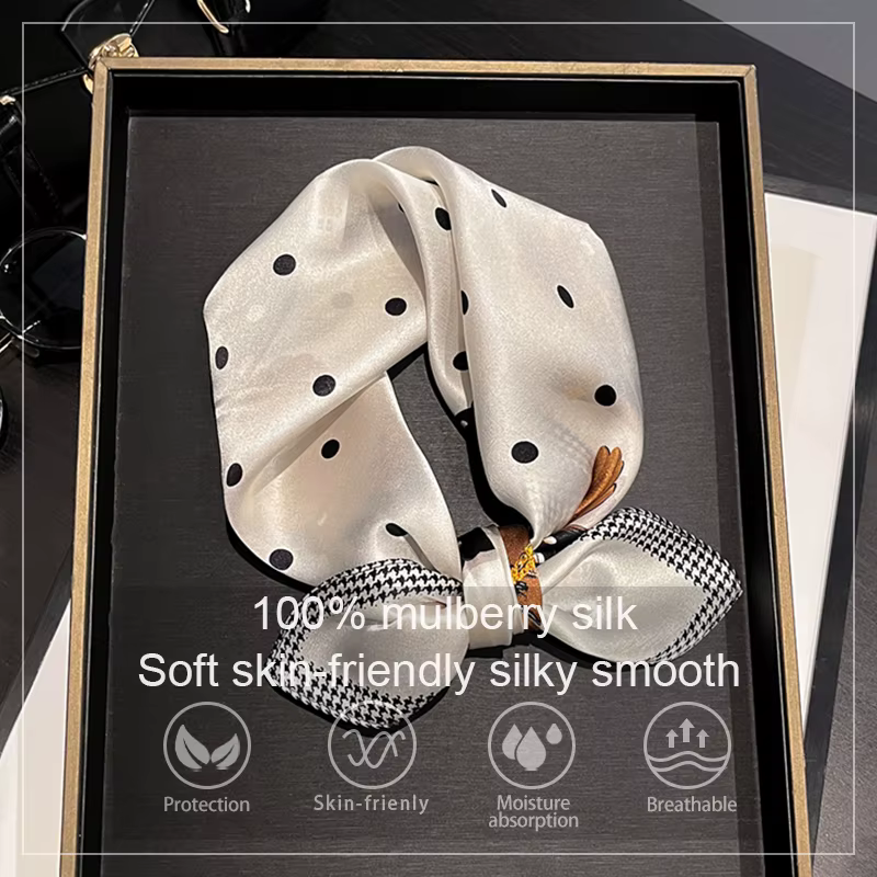 100% foulard en soie Bandana femmes motif de fleur foulards carrés foulard foulard en soie de mûrier bandeau Hijab châle sac poignée Wrap cravate