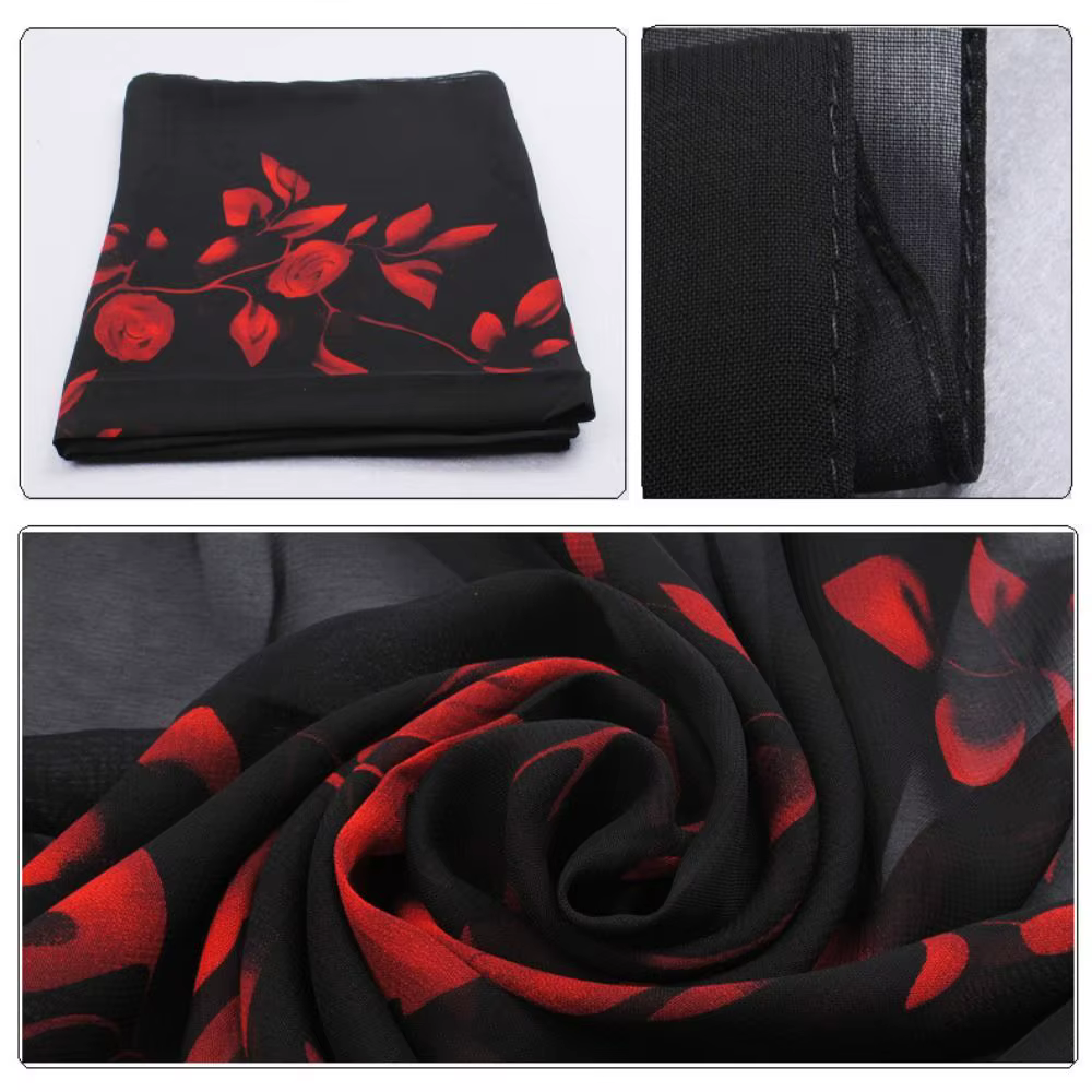 Écharpe en mousseline de soie à motif de branche Rose