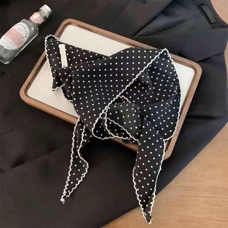 Écharpe à pois noirs et blancs pour femmes et filles