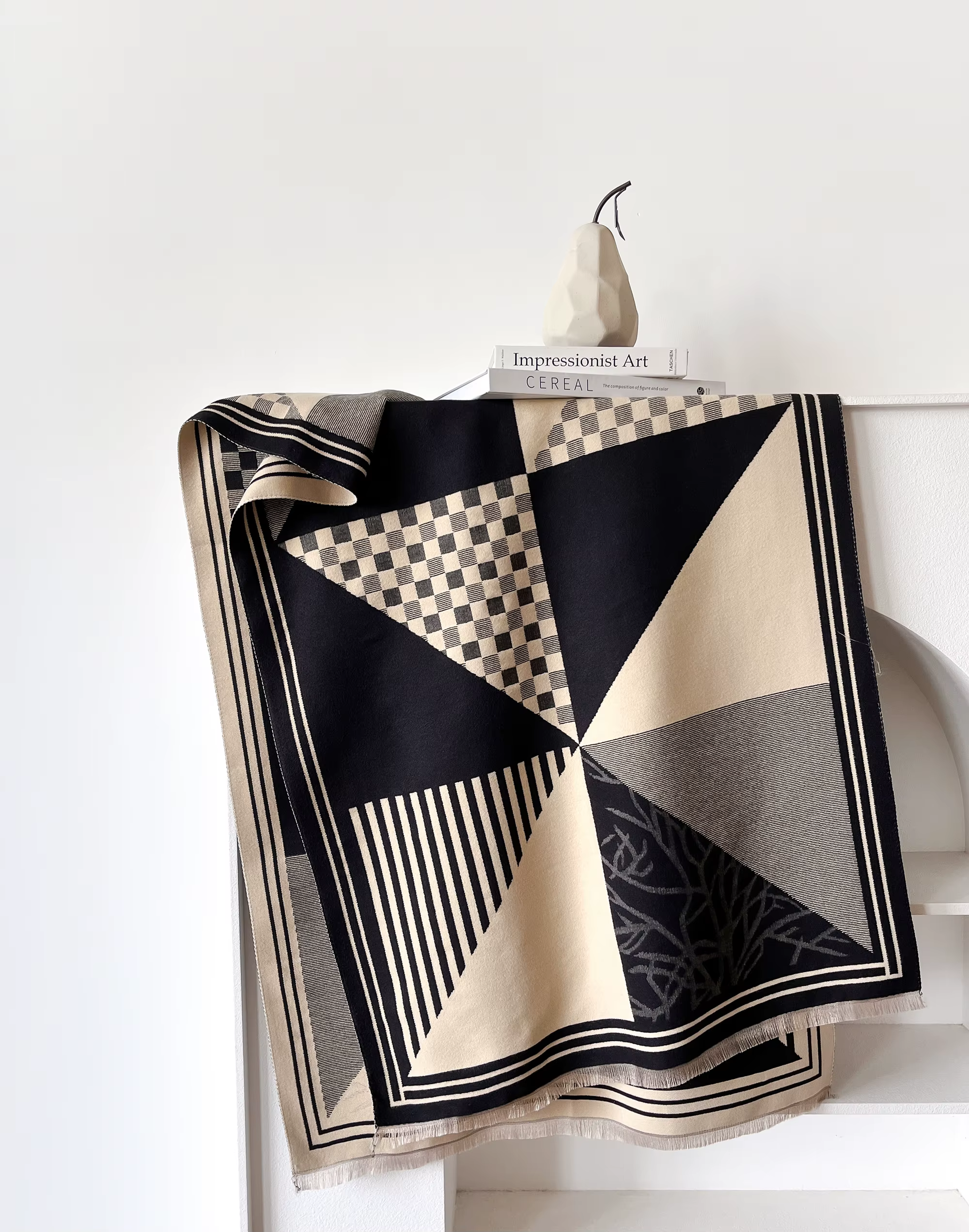 Écharpe Jacquard double face en cachemire pashmina