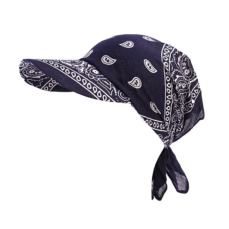 Femmes foulard visière chapeau avec bandeau imprimé large bord