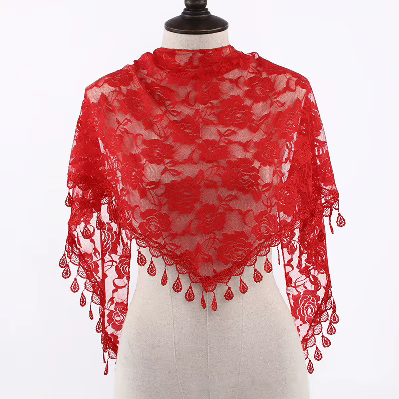 Foulard Femme mode Bufandas femmes Hijab Triangle dentelle Voile Tulle écharpe châle évider