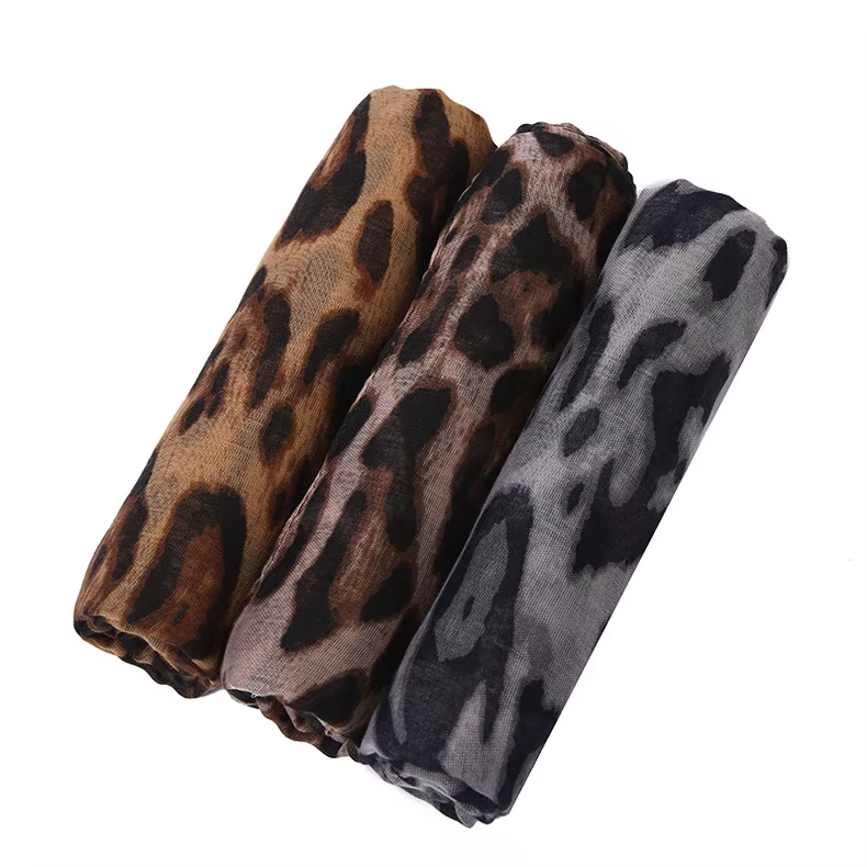 Boho 1 pièce à la mode imprimé léopard Style Batik doux léger foulard pour femme châle adapté aux déplacements