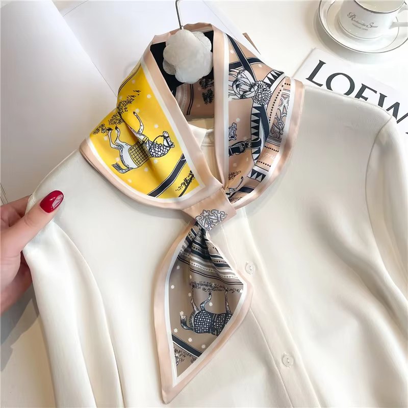Marque de luxe foulard maigre écharpe pour femmes Satin rubans de soie Bandana dames cou cravate poignet enveloppement