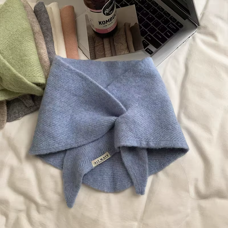 Écharpe triangulaire unie à double usage avec lien croisé pour femme