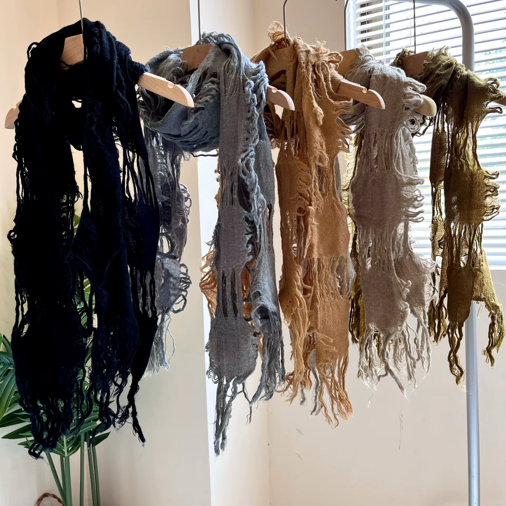 Écharpe Vintage à pampilles déchirées pour hommes et femmes