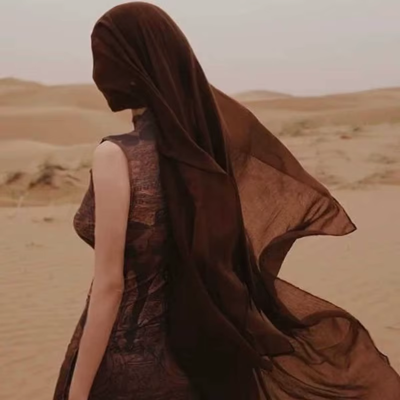 Écharpe en coton et lin Beige bohème léger polyvalent Protection solaire UV désert plage photographie châle femmes Wrap