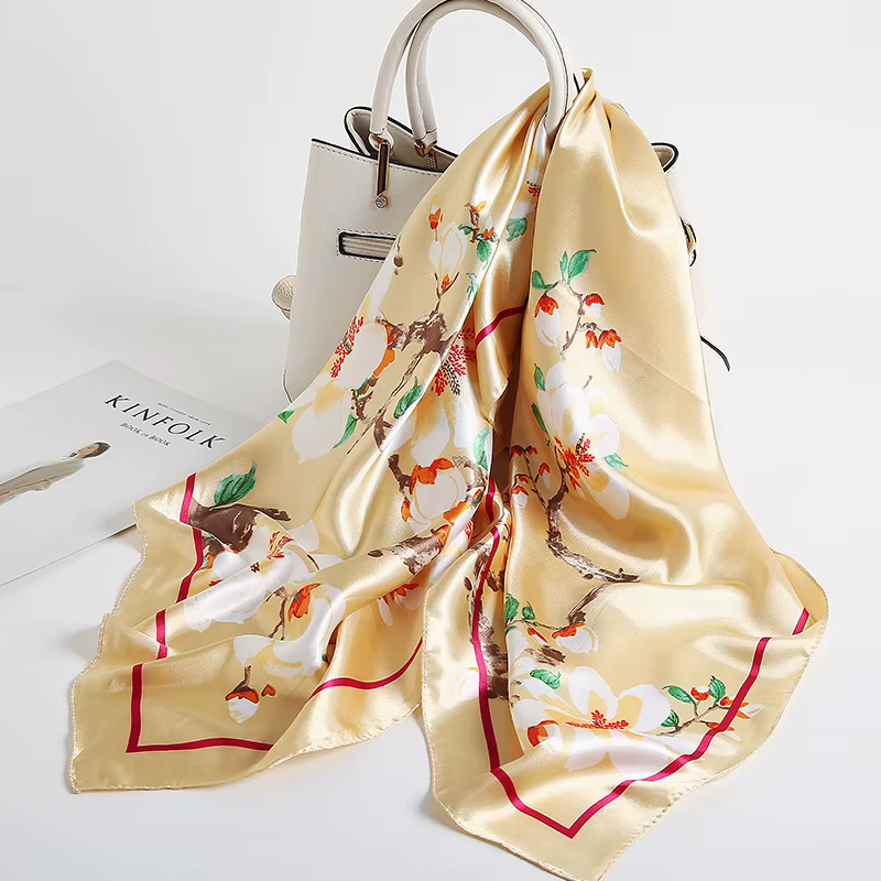Foulard carré en soie polyvalent de 90cm
