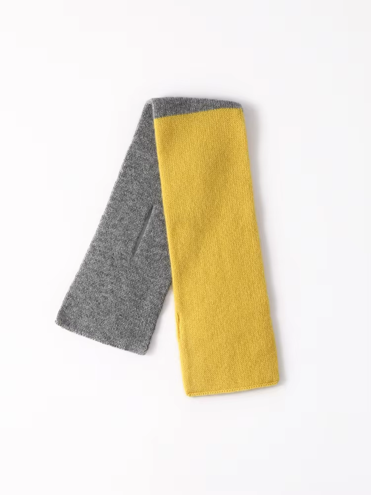 Femmes pur cachemire 2 tons tricot nœud papillon petit trou de serrure écharpe foulard chauffe-cou Pull-Through Mini