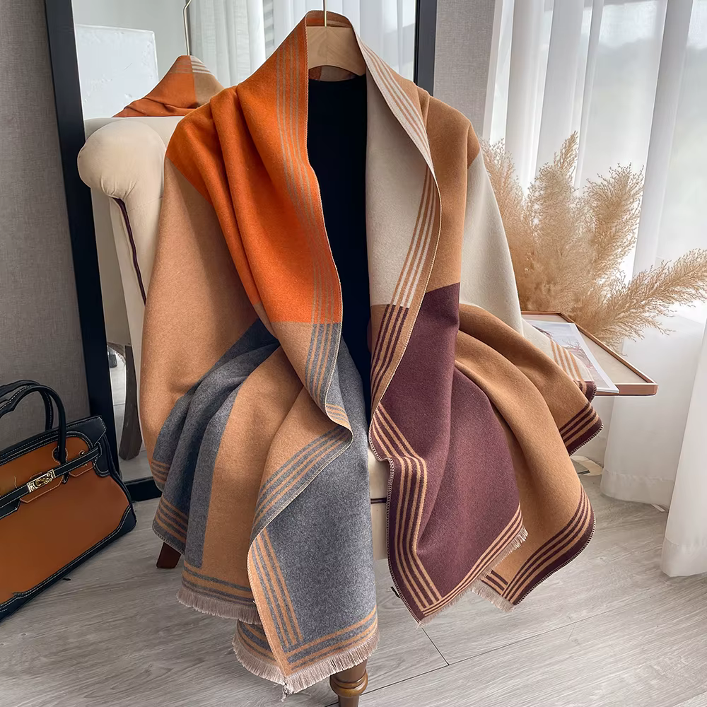 Nouveau luxe hiver écharpe femmes cachemire chaud Pashmina marque Foulard femme châles enveloppes épais doux Bufanda Poncho foulards Hijab