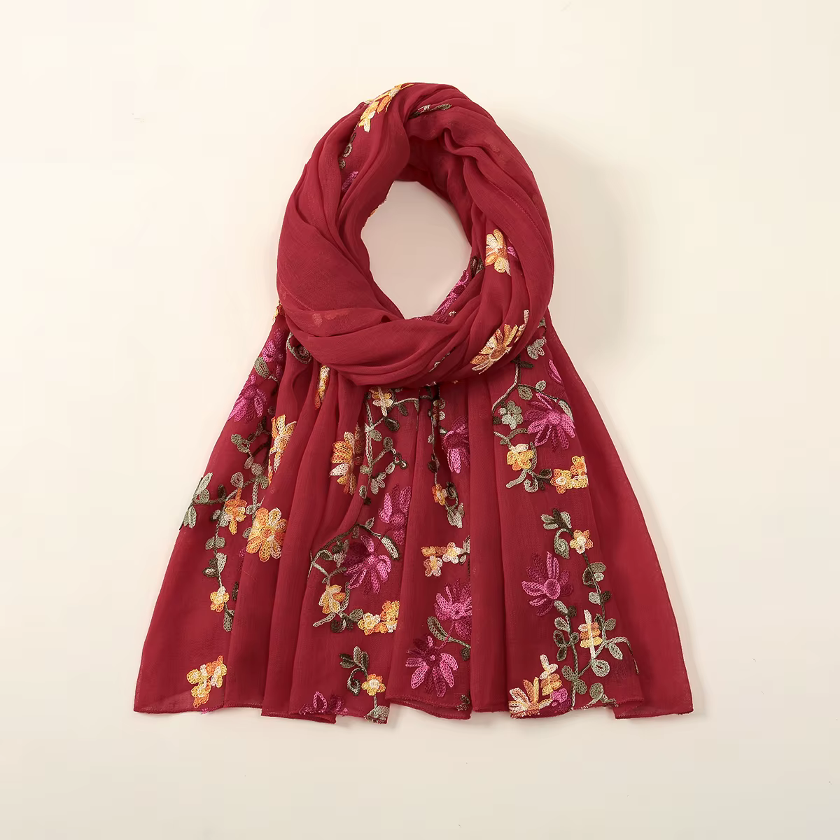 Écharpe fine en coton à fleurs pour femmes