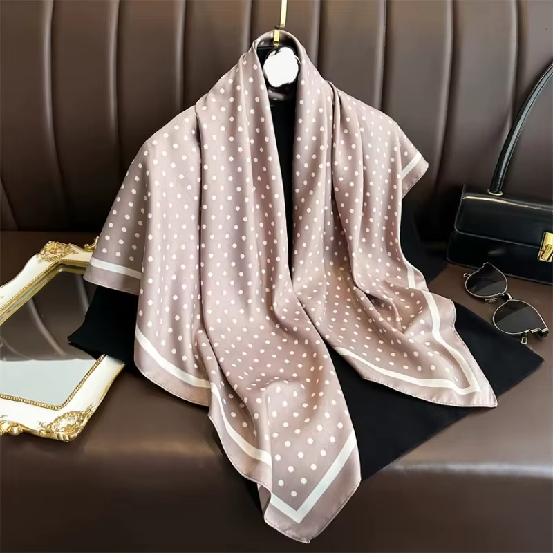 Écharpe à motif de pois de 90cm pour femmes