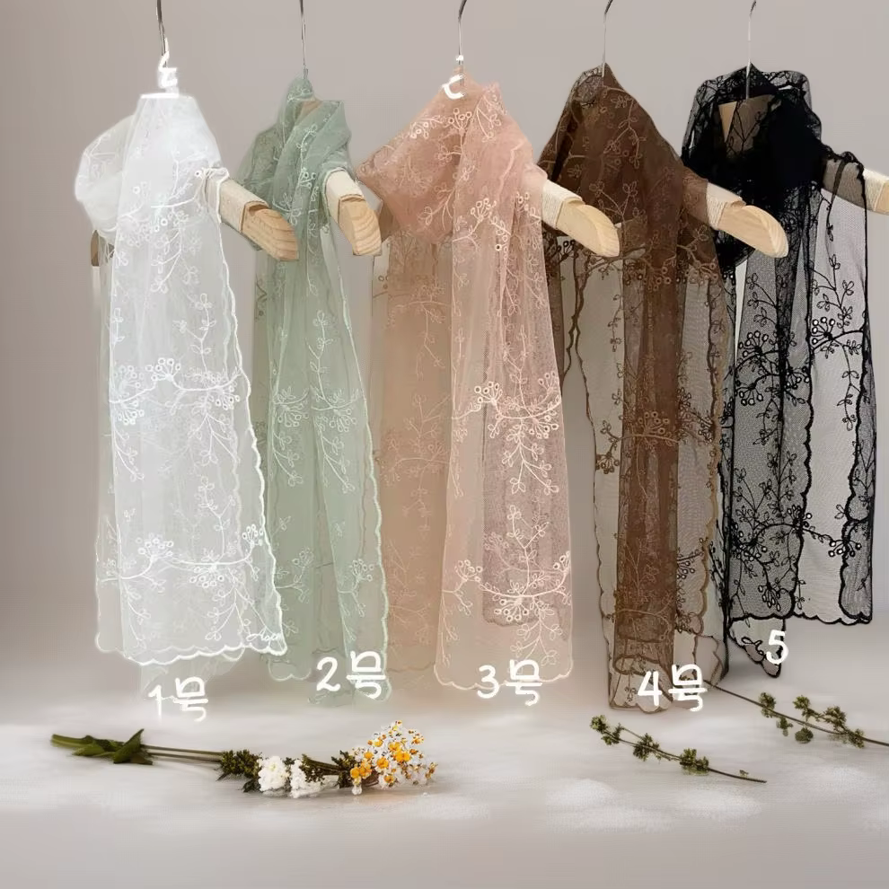 Nouvelle dentelle longue écharpe brodée petite fleur soie femme Version coréenne littéraire rétro polyvalent décoratif châle été
