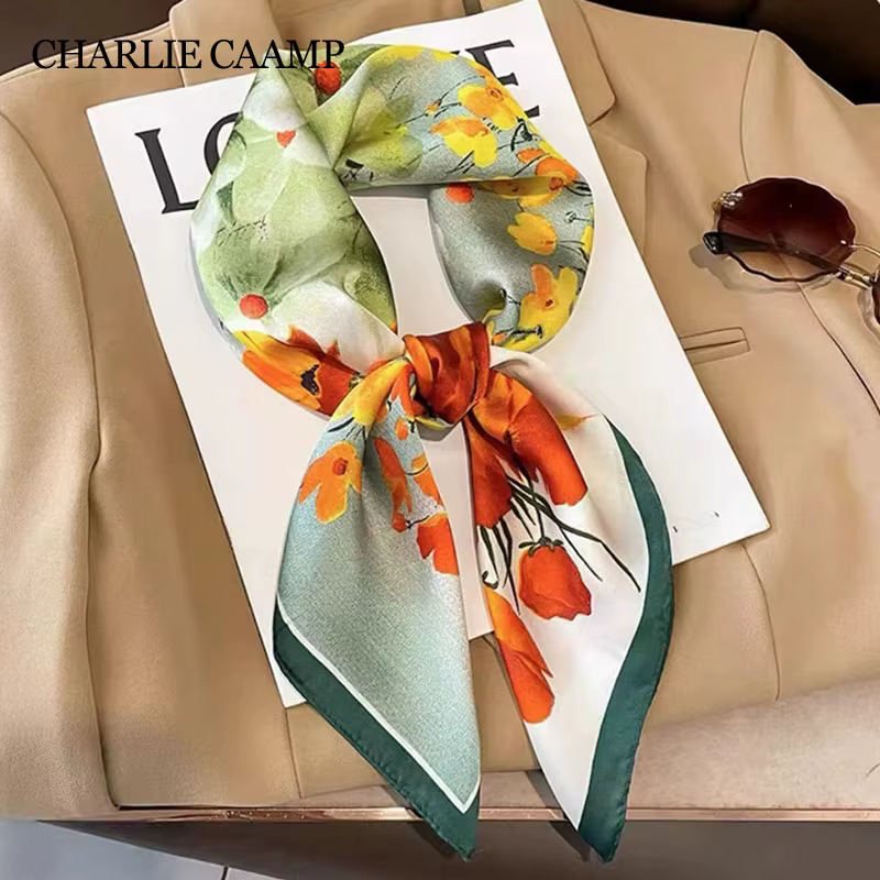 InjSquare-Foulard imprimé floral pour femme
