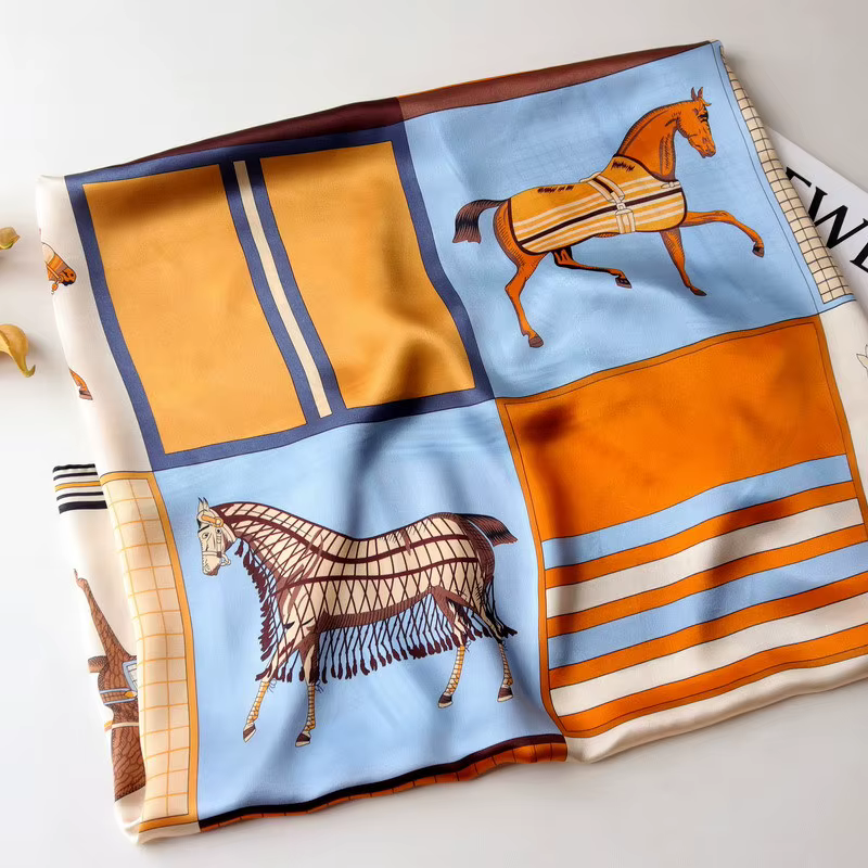 100% Foulard en soie 110CM femmes châle carré bords roulés à la main foulards Femme Foulard Femme tête vêtements accessoires