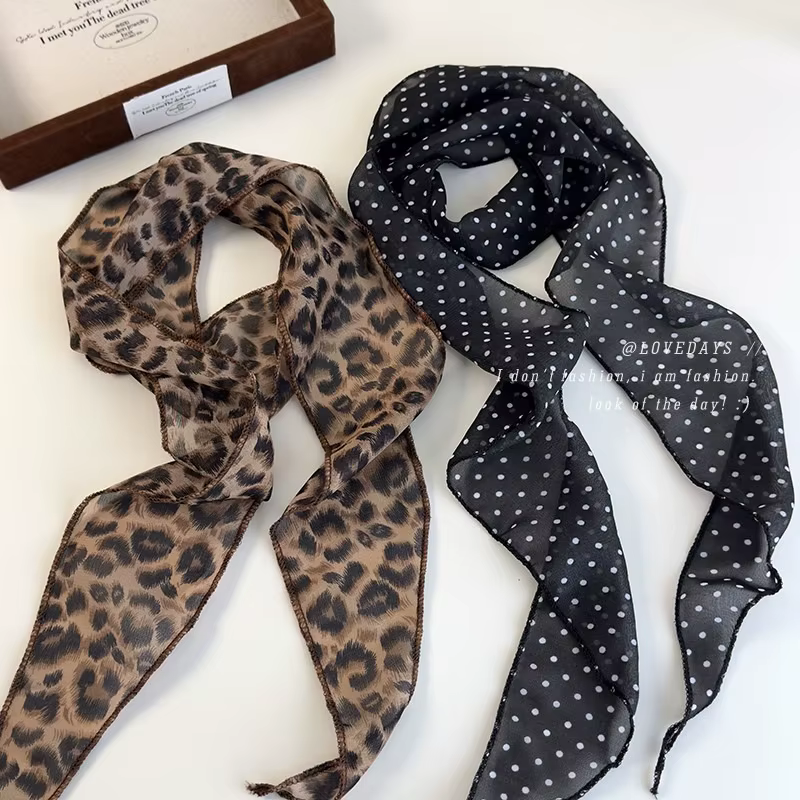 K-Style Animal imprimé à pois écharpe ceinture Boho bandeau de cheveux TikTok viral printemps été Satin accessoires