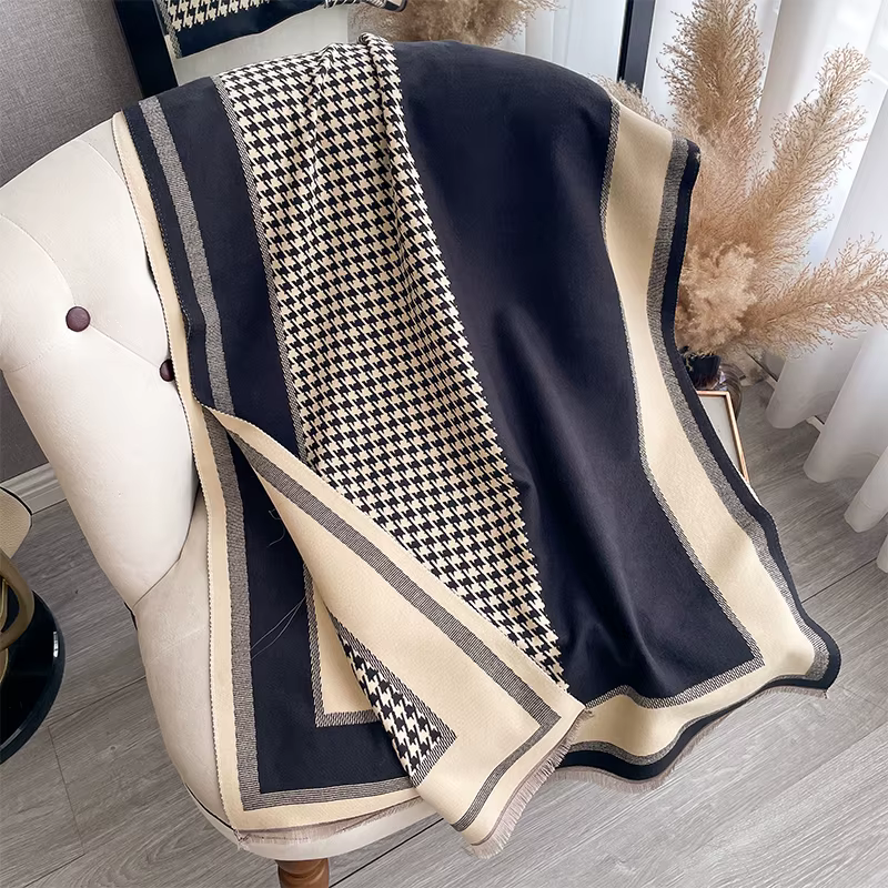 Écharpe Jacquard double face en cachemire pashmina